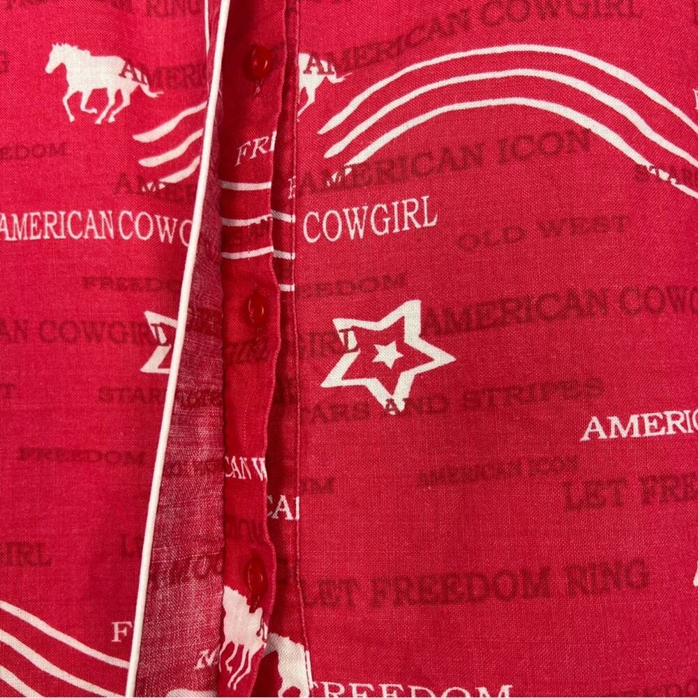 Wrangler Blues | Western Shirt Vintage American Cowgirl Red White Festival M - Picture 6 of 12